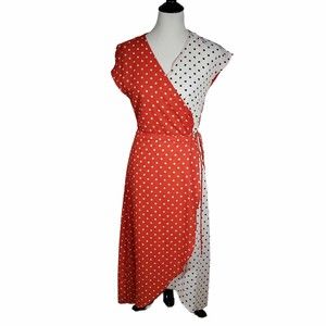 Sweewe size Medium Red White & Black Polkadot Wrap Dress